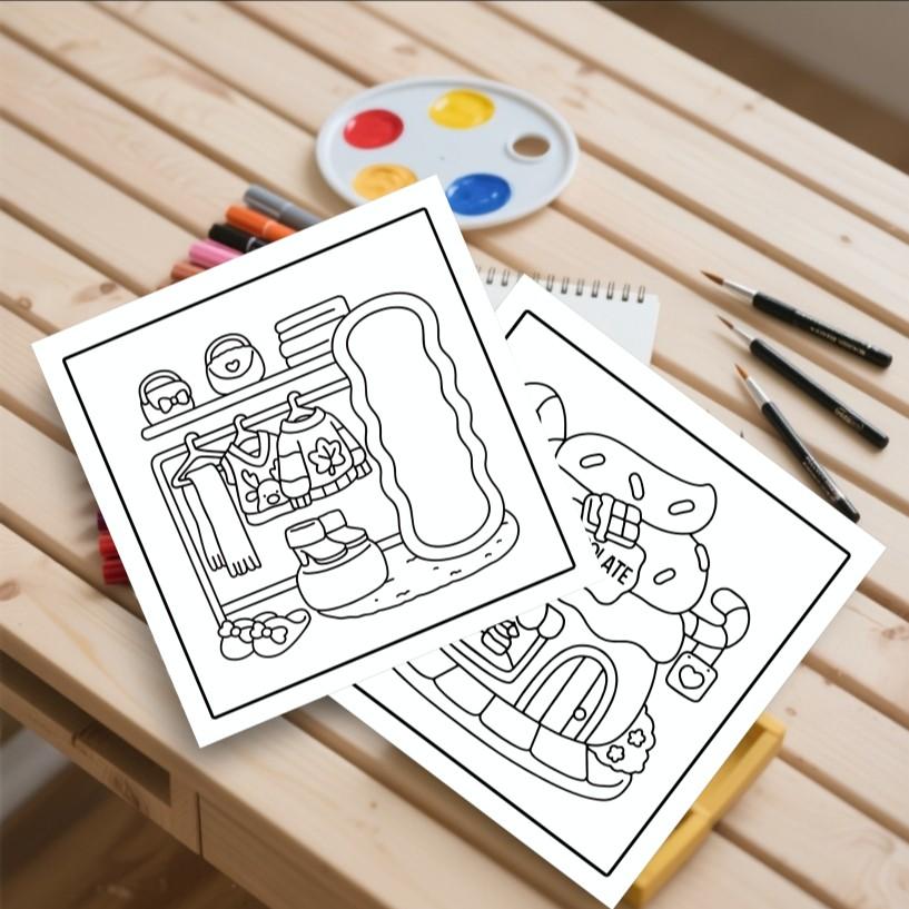 Building Coloring Book Theme, 24 Bold Stress-Relieving Designs, 7.9in X 7.9in Size, Thick Paper, Perfect Gift for Adults and Kids