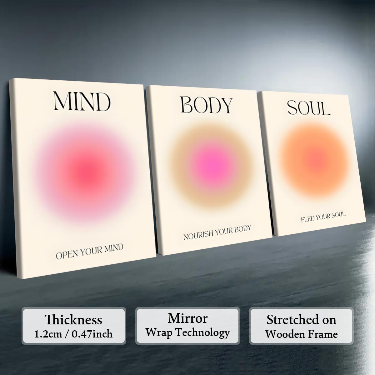 Wooden Framed Canvas Painting, 3 Counts/set Modern Wall Art, Angel Halo Canvas Poster, Wall Decor for Home Living Room Bedroom Office