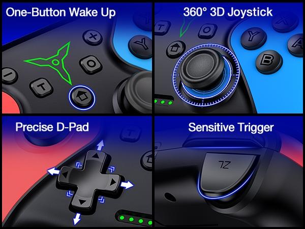 Wireless Switch Controller for Switch Controller/Lite/OLED and iOS/Android/PC Switch Pro TURBO Controller with Wake-up Programmable Accessories