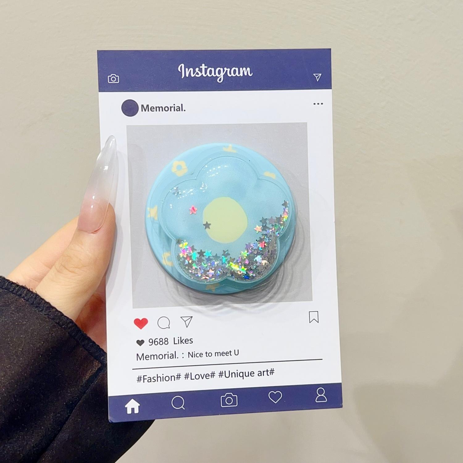 Magnetic Push-Pull Phone Stand, Sand Star Flash Style, High-End Shaking Magnetic Holder, Adjustable Stable Desktop Support, Flower Design, Magnetic Phone Grip