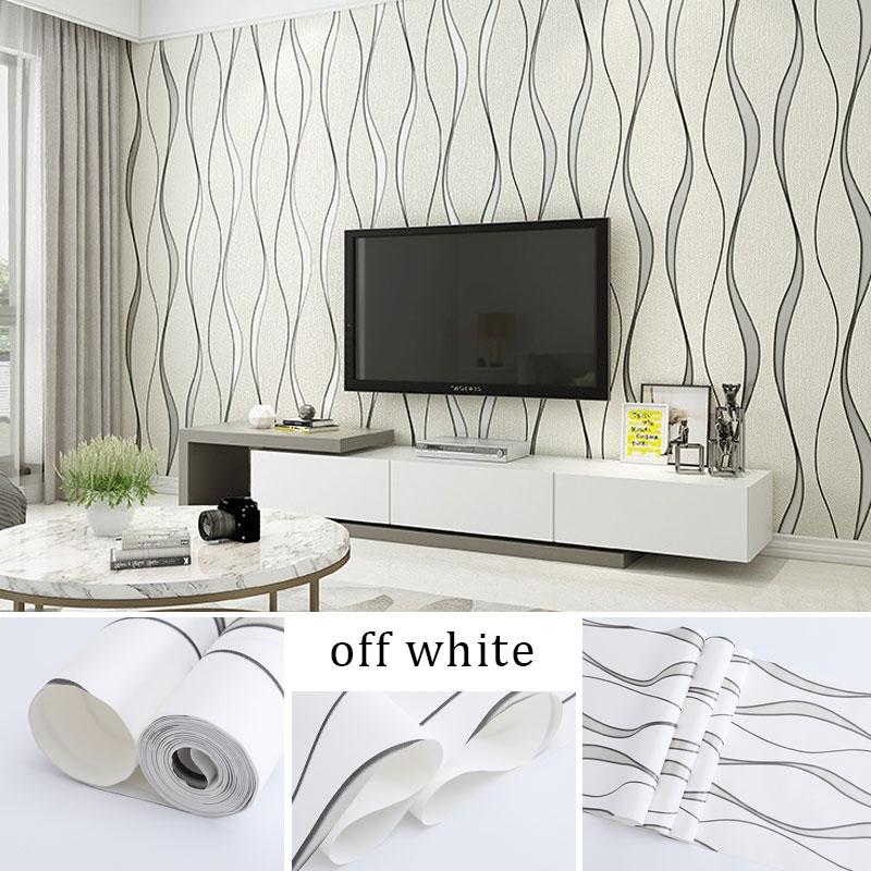 One roll of self-adhesive wavy striped PVC wallpaper, Waterproof decorative wallpaper, easy to install, simply tear and stick, waterproof, removable, easy to clean, and cut to size, suitable for bedroom, living room, TV background wall, decoration
