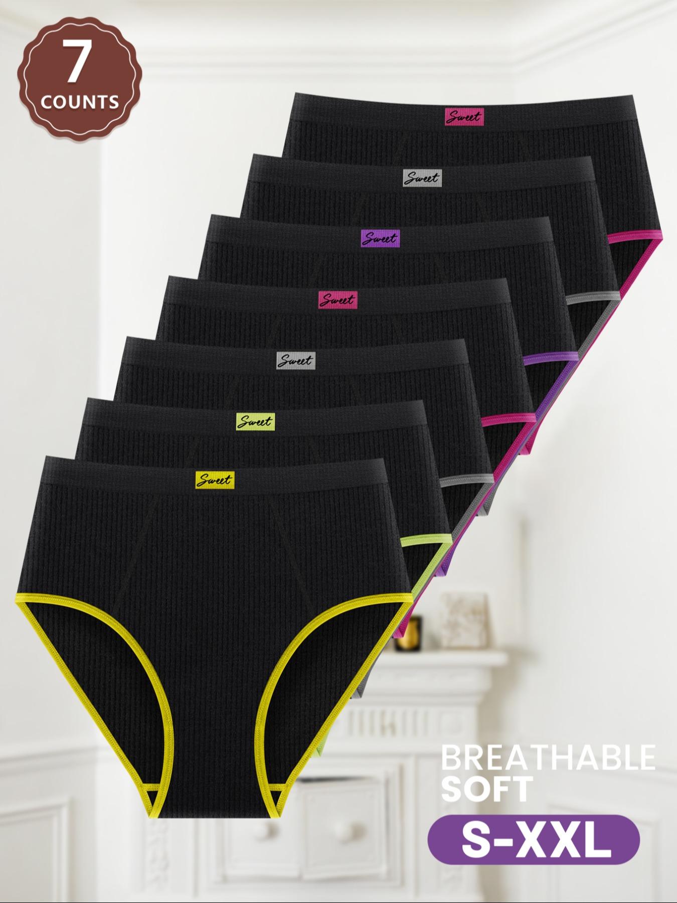 Women's Breathable Skin-Friendly Underwear Set, Soft Comfort Fitted Design, Multi-Color Waistband, Seamless Fashion Colorblock, Innerwear