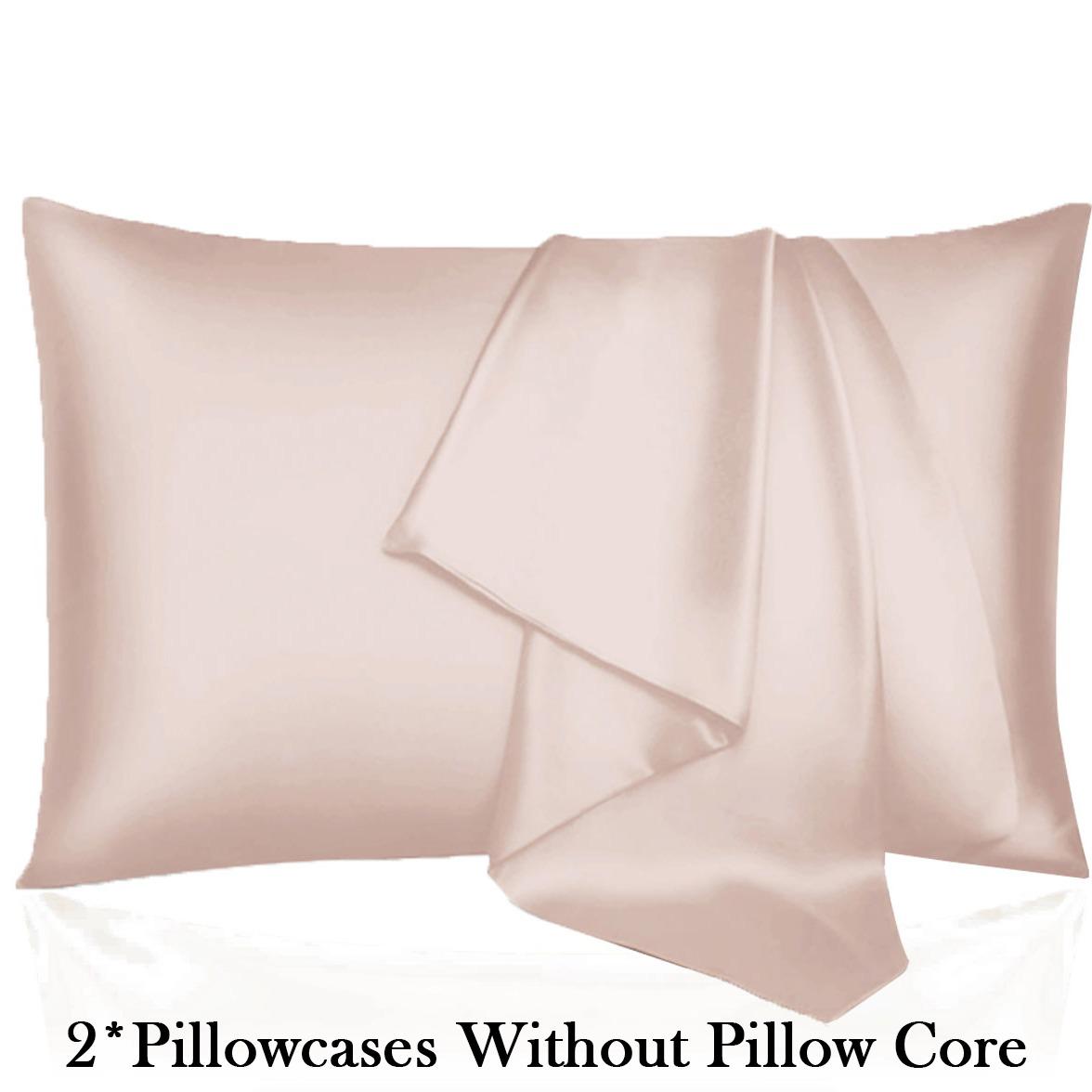 2pcs set of solid color satin pillowcases, no filling included. Soft and comfortable, skin-friendly and breathable. Suitable for bedrooms, dormitories and hotels. Elegant and minimalist design, gentle on hair and skin, an ideal gift choice.