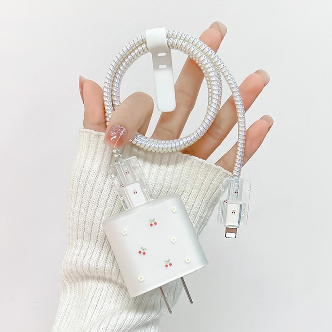 Charger Protector Case with Silicone Strap, Charging Cable Organizer, iPhone Accessories, Protects Charger & Data Cables, Durable