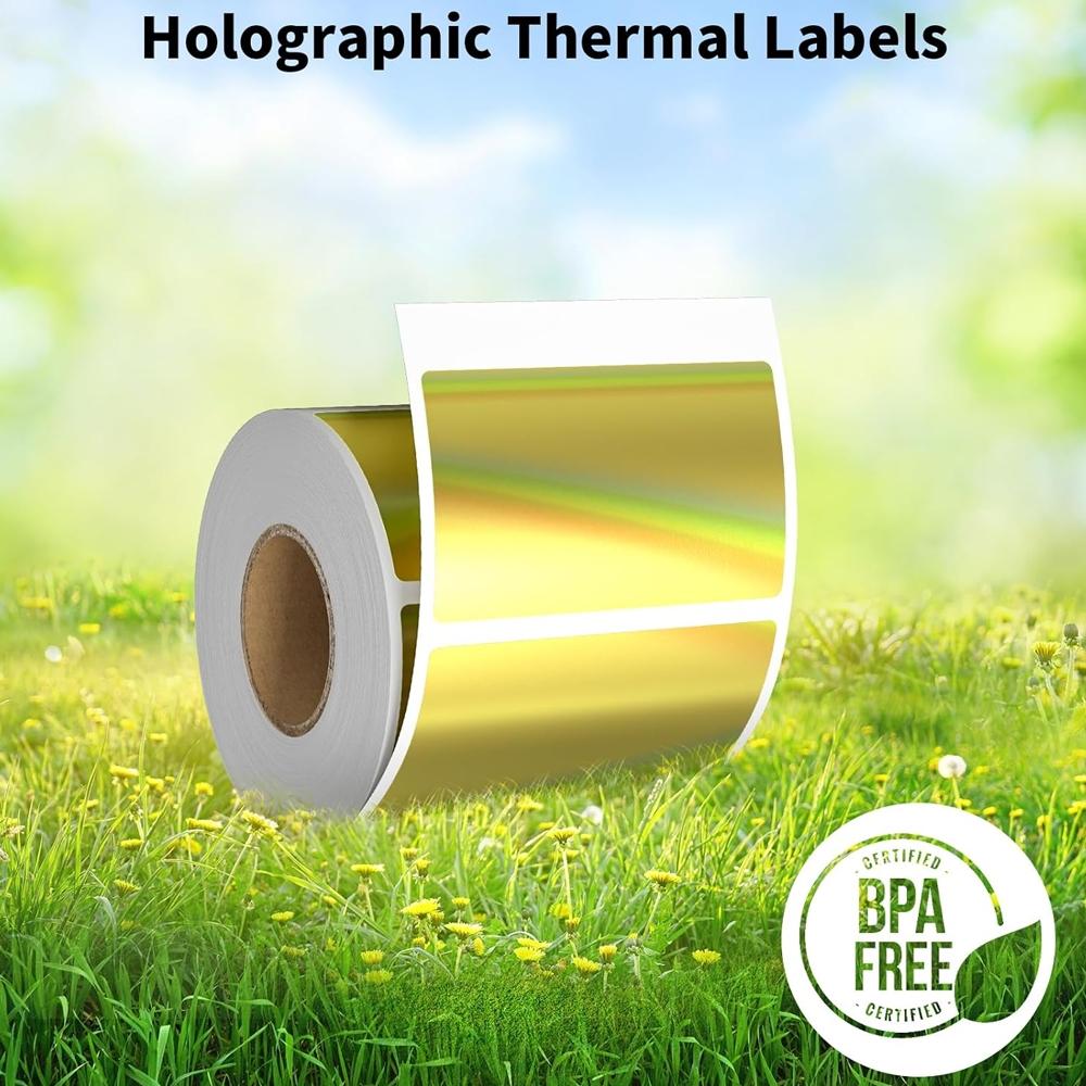 230 Round Thermal Labels Roll, 50x30mm Sticky Holographic Paper Compatible with Phomemo M110/m200/m220 Printers, Ideal for Holiday Greetings