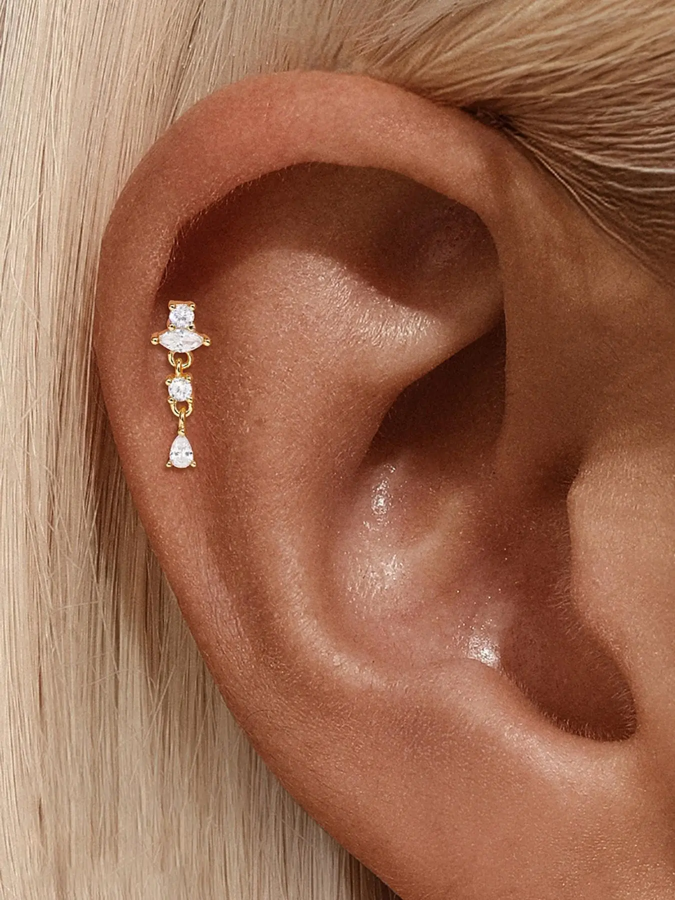 Waterproof 18K Gold Plated S925 Sterling Silver Geometric Stud | 1PC Sparkly CZ Diamond Patchwork Flatback Earring | Tarnish Free Sleep Safe Cartilage Helix Piercing | Hypoallergenic Celestial Stacking Jewelry Stud Earrings Flat Back