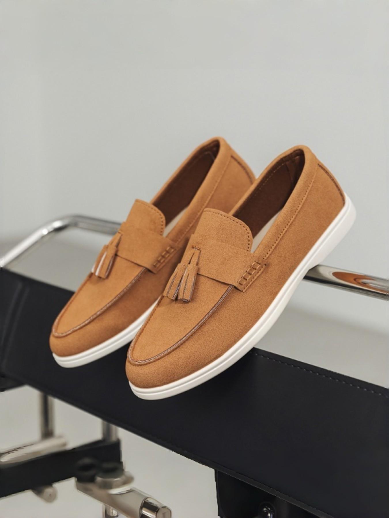 Men's Canvas Loafer Shoes with Fringe, Casual Slip-On Design, Soft Sole, Perfect for Daily Commute & Lazy Wear
