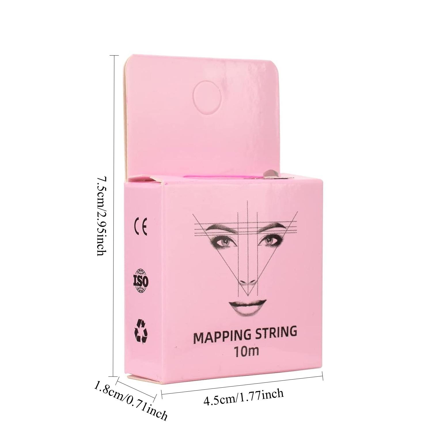 ATOMUS Eyebrow Mapping String 3 Pack Pre-inked 10m(32ft) Microblading String for Brow Marking 3 Colors Black White Pink Measuring String for Eyebrow Makeup
