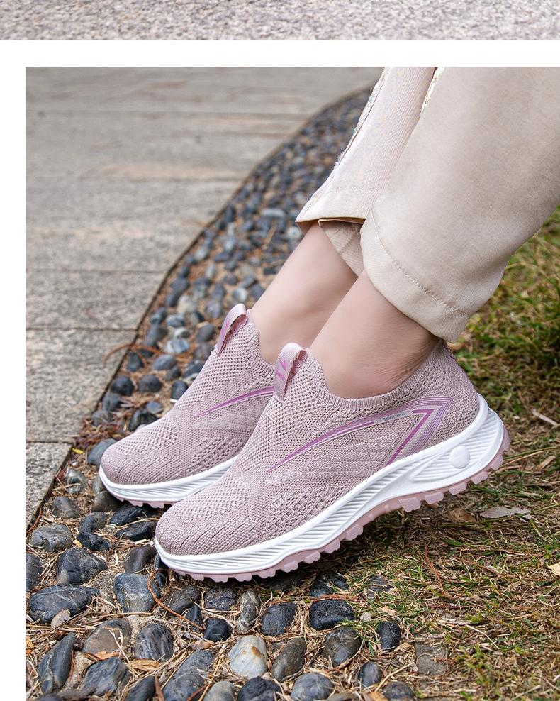 Women's New Spring Mom Shoes, Outdoor Woven Sports Shoes, Comfortable Soft Durable Running Shoes, Casual Slip-On Sneakers