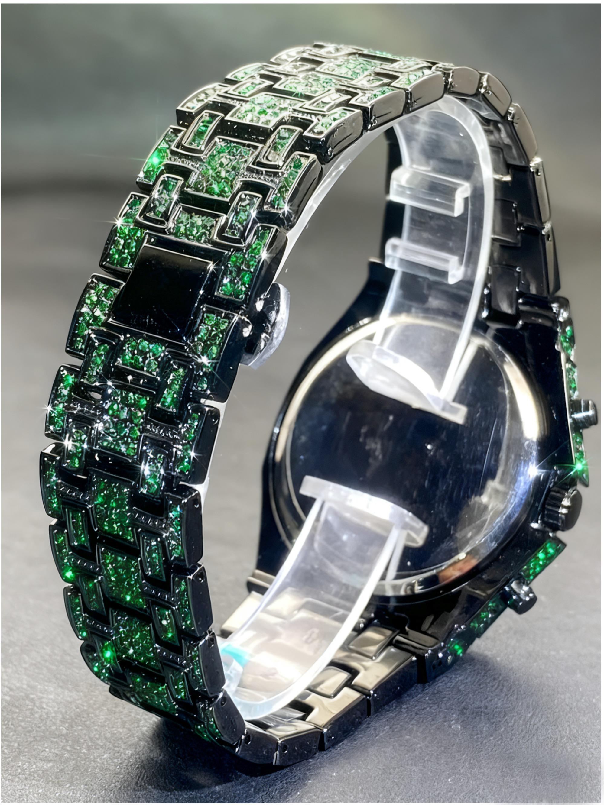 Men's Quartz Watch with Rhinestones, Luxury Ice-Dial Hip-Hop Watch with Full Artificial Water Diamonds, Rhinestone Decorated Watch, Fashionable Stylish Watch Men's Quartz Watch with Rhinestones, Luxury Ice-Dial Hip-Hop Watch with Full Artificial Water Diamonds, Rhinestone Decorated Watch, Fashionable Stylish Watch