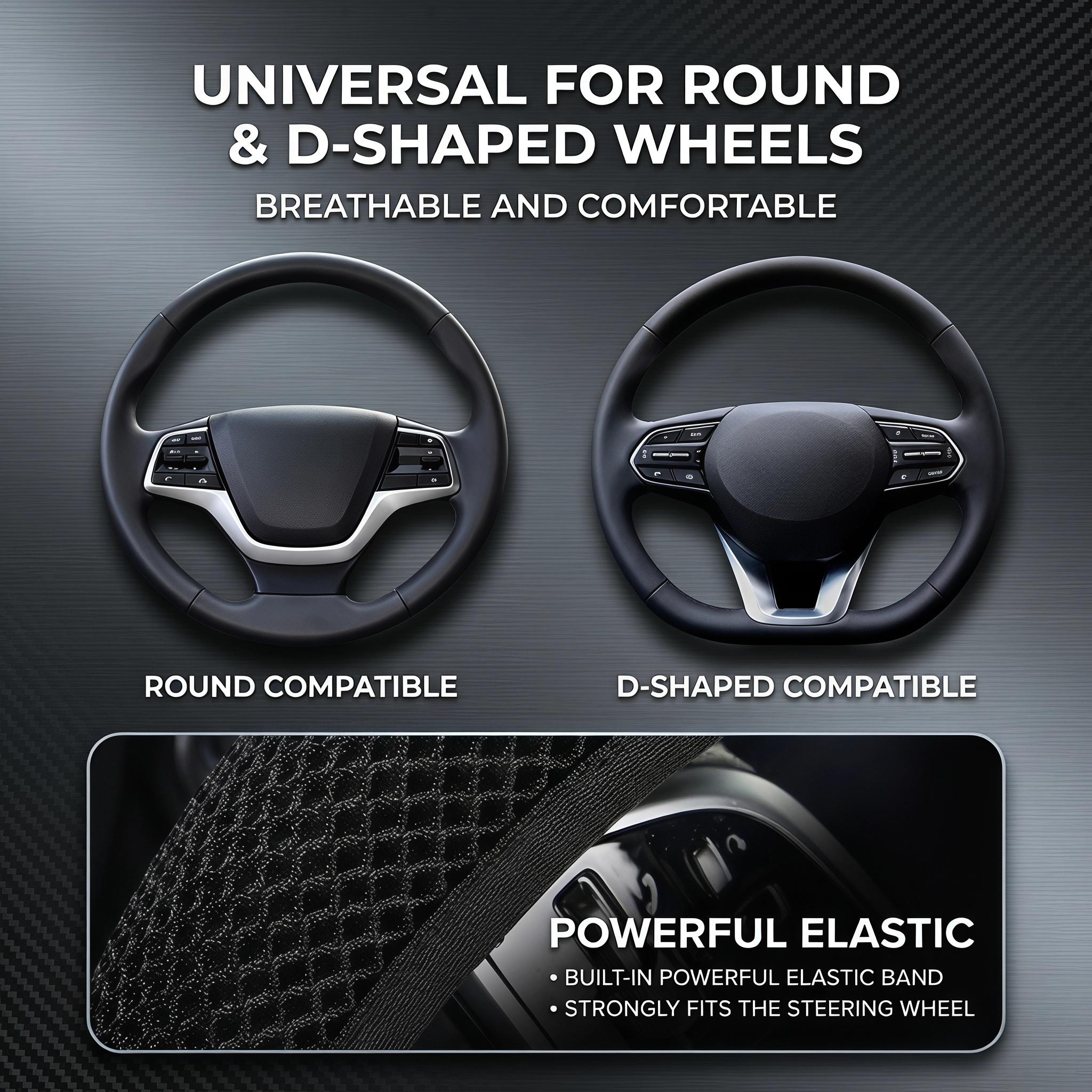 Multiple Colors Elastic Stretch Breathable Car Steering Wheel Cover, 15 inch Universal Fit All Season Comfort Steering wheel cover Automotive-YY1