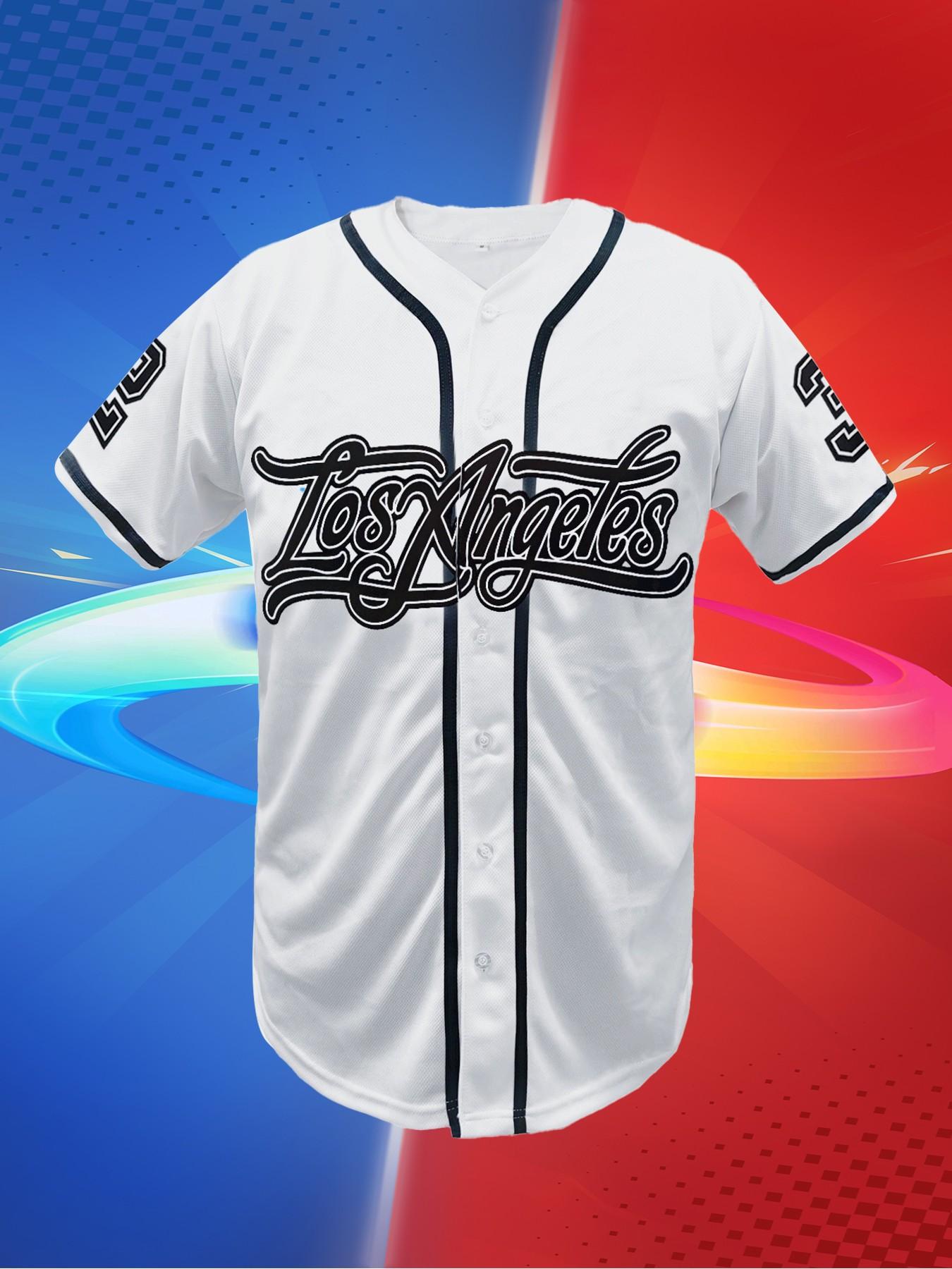 Los Angeles Baseball Jersey for Men Women, Vintage Short Sleeve Button Down Baseball Shirt, Unisex Casual Athletic Hip Hop Streetwear Summer Tops