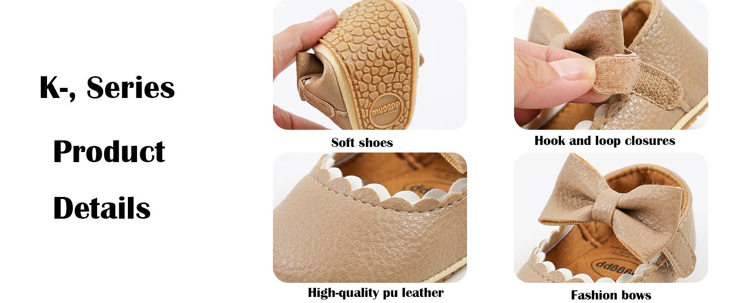 Baby Girls Mary Jane Flats Shoes Anti-Slip Rubber Sole Infant Toddler Princess Wedding Dress Shoes