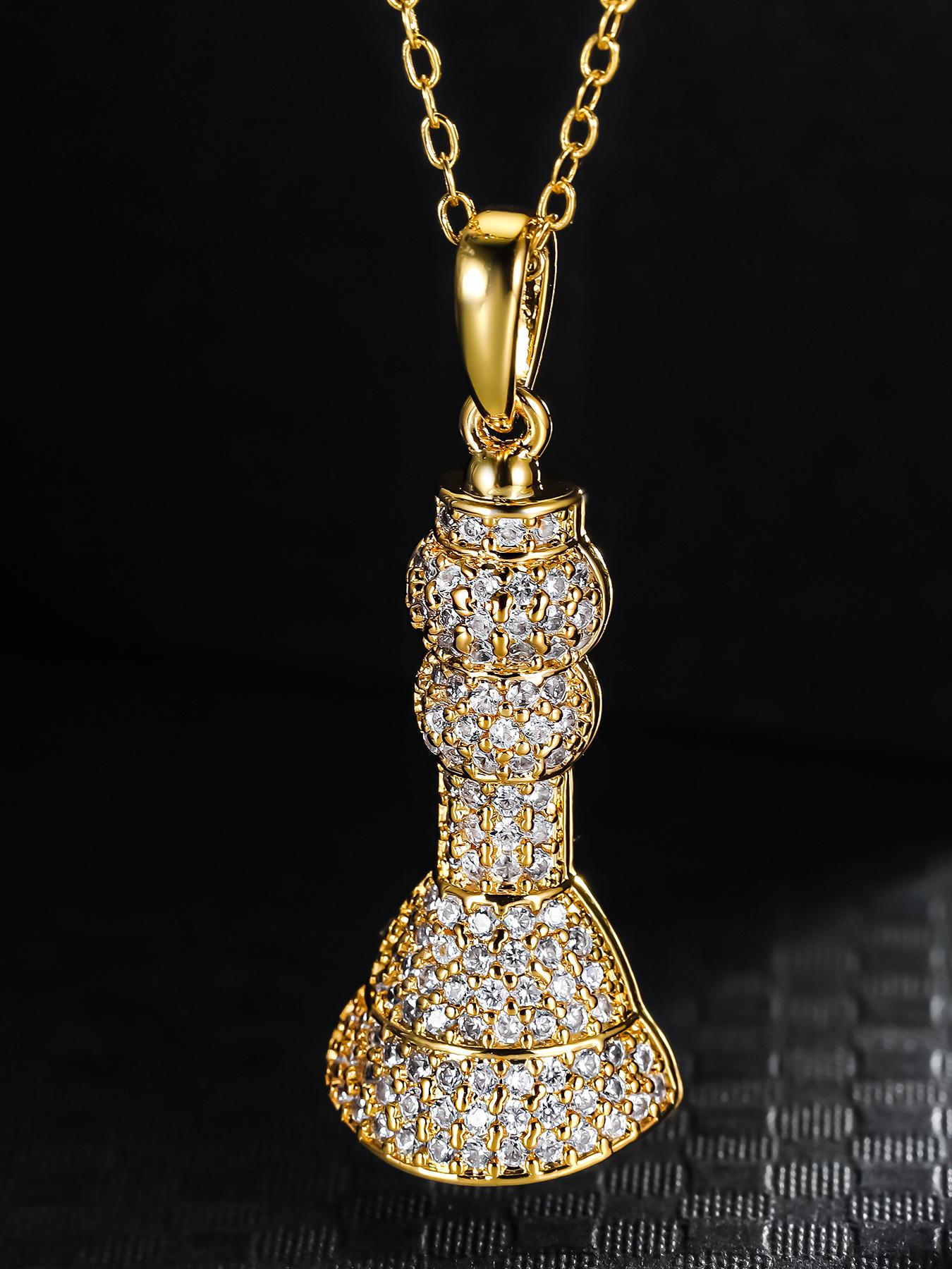 Iced Chics Hip Hop Zircon Queen Chess Piece Pendant Necklace, Unique Accessory, 24inch Chain, Artificial Zircon Material, Street Style Jewelry