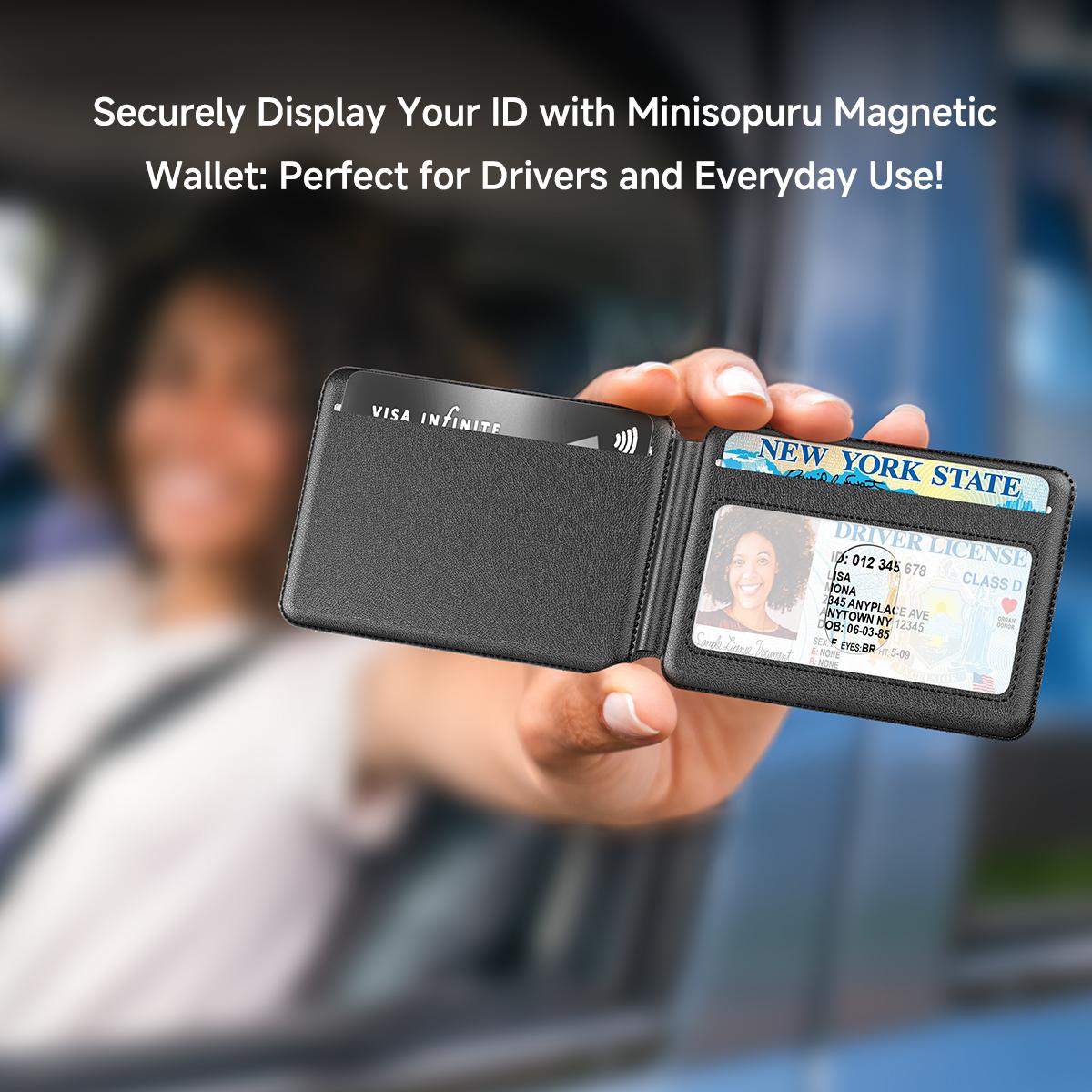 Minisopuru MagSafe Wallet with Adjustable Stand Compatible with Magnetic Wallet for Phone Leather Magsafe Card Holder for iPhone 17/16/15/14/13/12 series Only supports products with MagSafe. Strong Magnetic&3 Card  Case. Black Cellular
