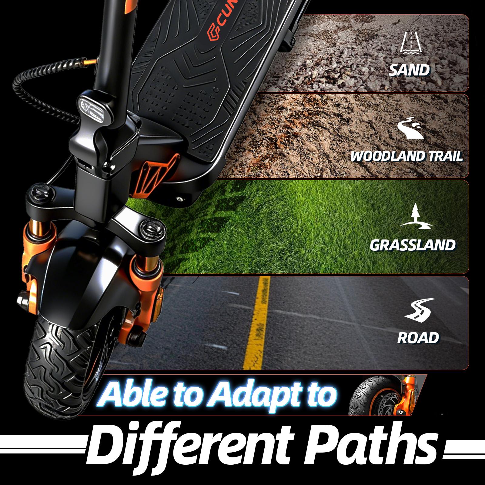CUNFON RZ1000 Electric Scooter Adult 1600W*2 Dual Motor MAX Speed 31 Mph 10.5'' Off Road Tires Up to 50 Miles Long Range with 1152Wh Battery & Dual Suspension Off-road Fast Electric Scooter