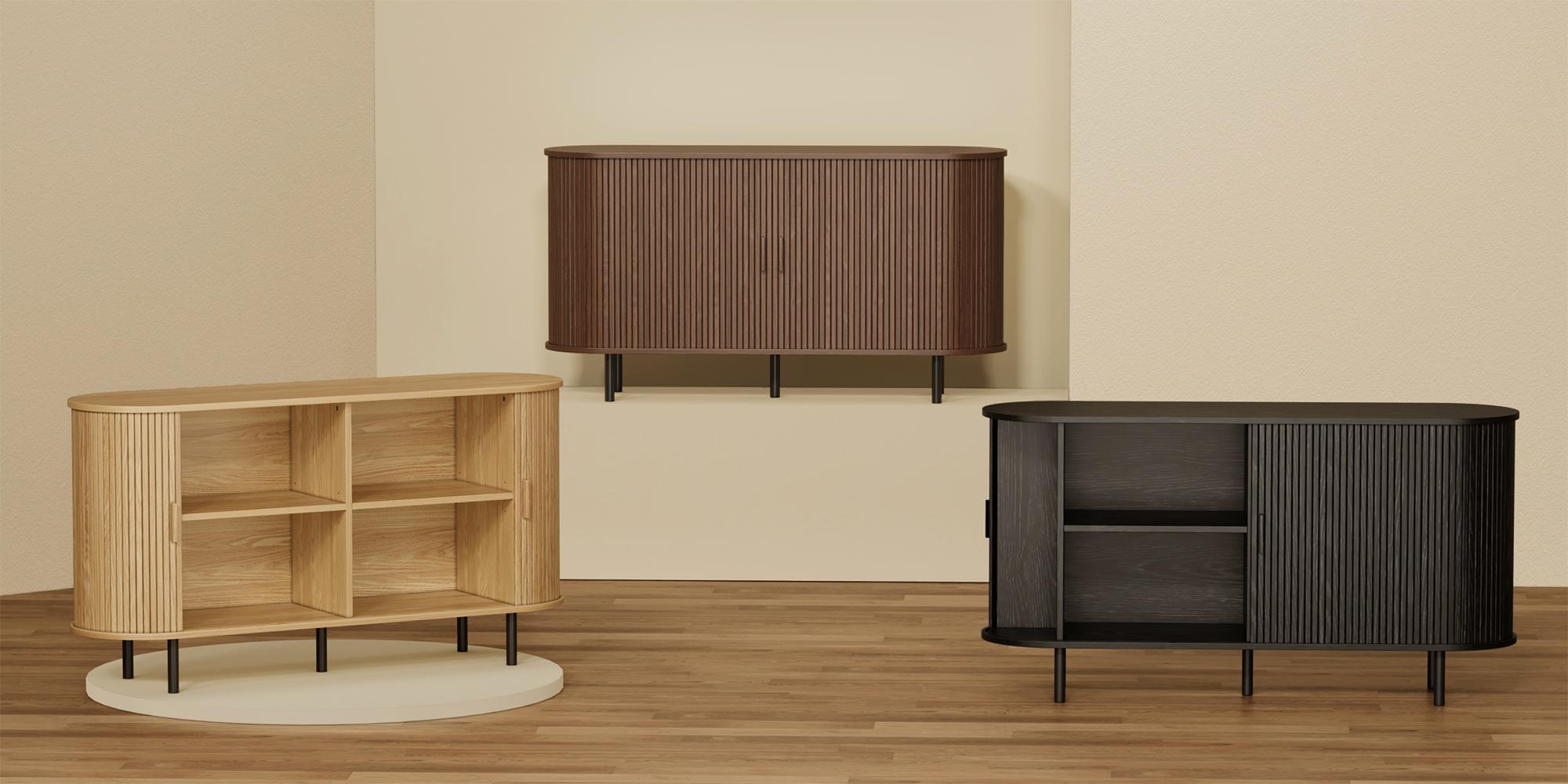 【SPRING GLOW UP】onbrill Fluted Collection - TV Stand & Coffee Table & Buffet Cabinet for Livingroom; Bedroom Furniture,Christmas Gift