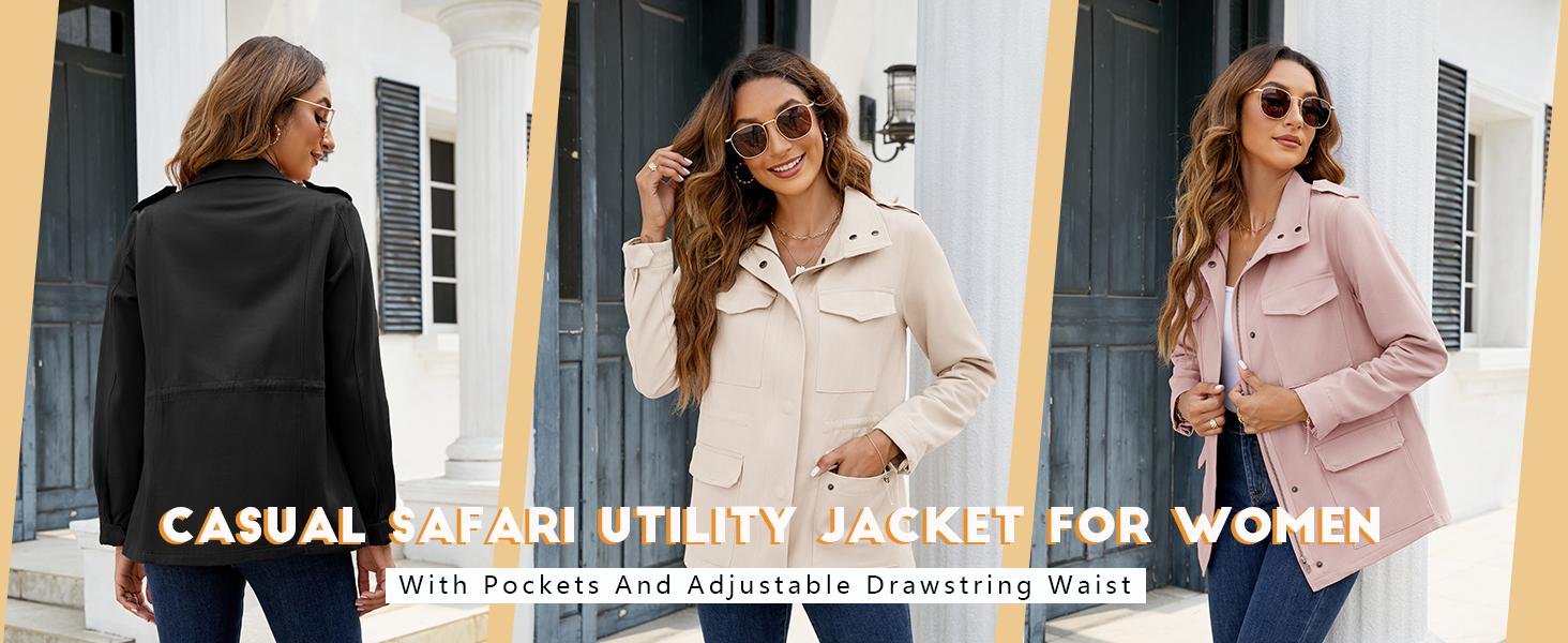 Field safari coat with four flap pockets, front view