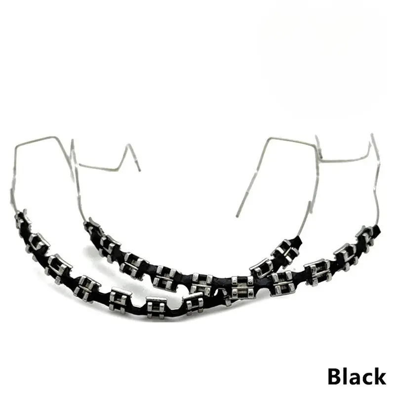 1 Pair Fake Teeth Braces, Colorful Metal Bracket with Metal Wire, Temporary Orthodontic Style, Adult Teeth Decoration Accessories