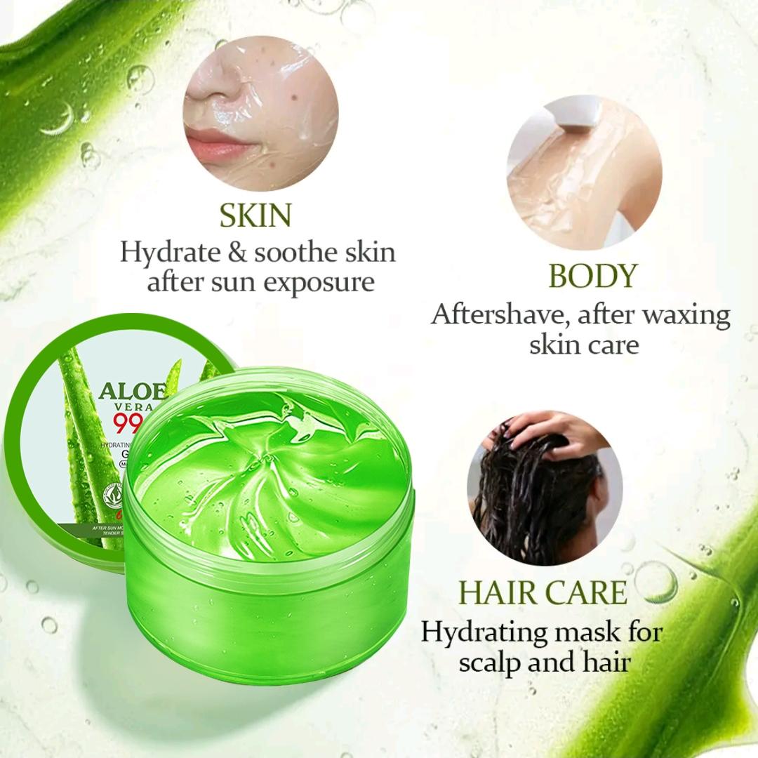 Pure Organic Aloe Vera Gel Made within 12 Hours of Harvest for Face, Body, Scalp, & Hair - Soothing Hydrating Aloe Gel, 10.58oz Gentle Skincare