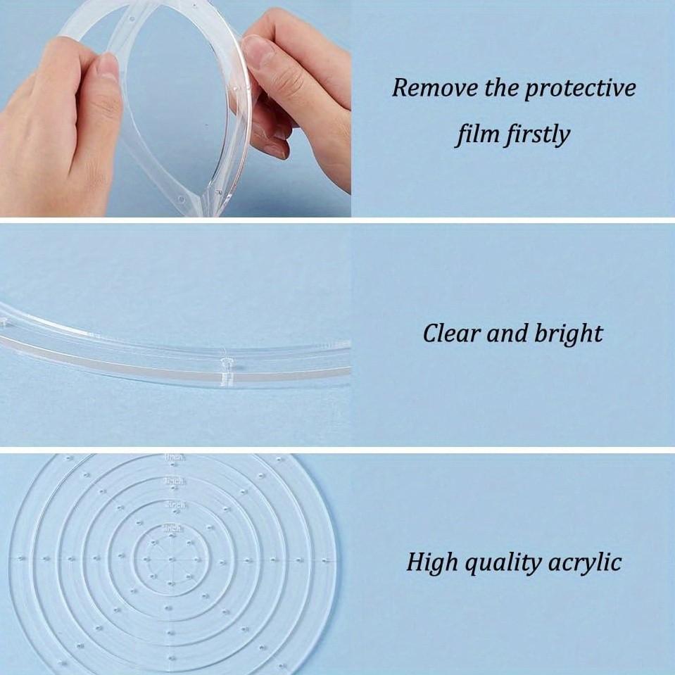6-Piece Acrylic Embroidery Templates Set, 1/2/3/4/5/6 Inches Handmade Sewing Tools, Perfect Gift for Mother's Day, Christmas, New Year