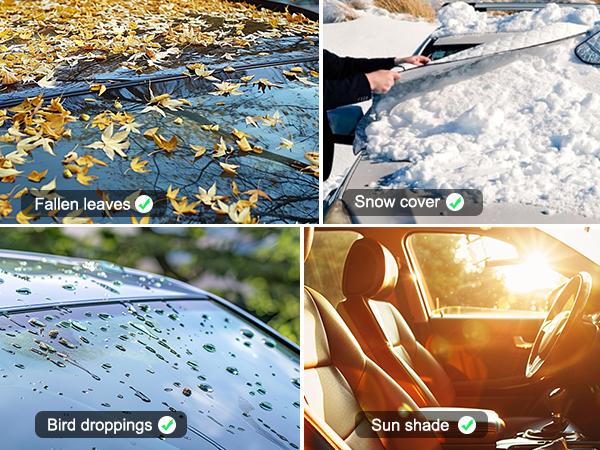 Windshield Snow Ice Cover for Cars, Extra Larger Size 82"x 62" Shade, Waterproof Winter Frost and Sunshade Cover with Side Mirrors Cover, Windshield Protector for Cars, SUVs, Trucks