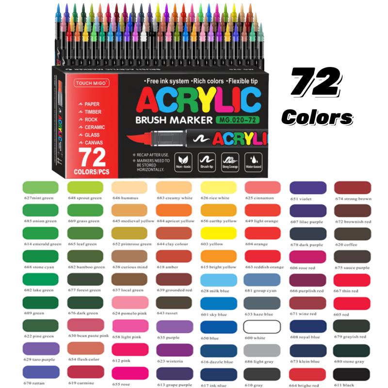 Acrylic Paint Markers, Soft Brush Tip Pens and Markers, Acrylic Paint Pens for Wood, Stone, Canvas, Glass, Fabric, Egg, Rock Painting and DIY Crafts Art Supplies,Permanent,Washable,Quick-Drying,Waterproof Acrylic Paint Markers, Soft Brush Tip Pens and Markers, Acrylic Paint Pens for Wood, Stone, Canvas, Glass, Fabric, Egg, Rock Painting and DIY Crafts Art Supplies,Permanent,Washable,Quick-Drying,Waterproof