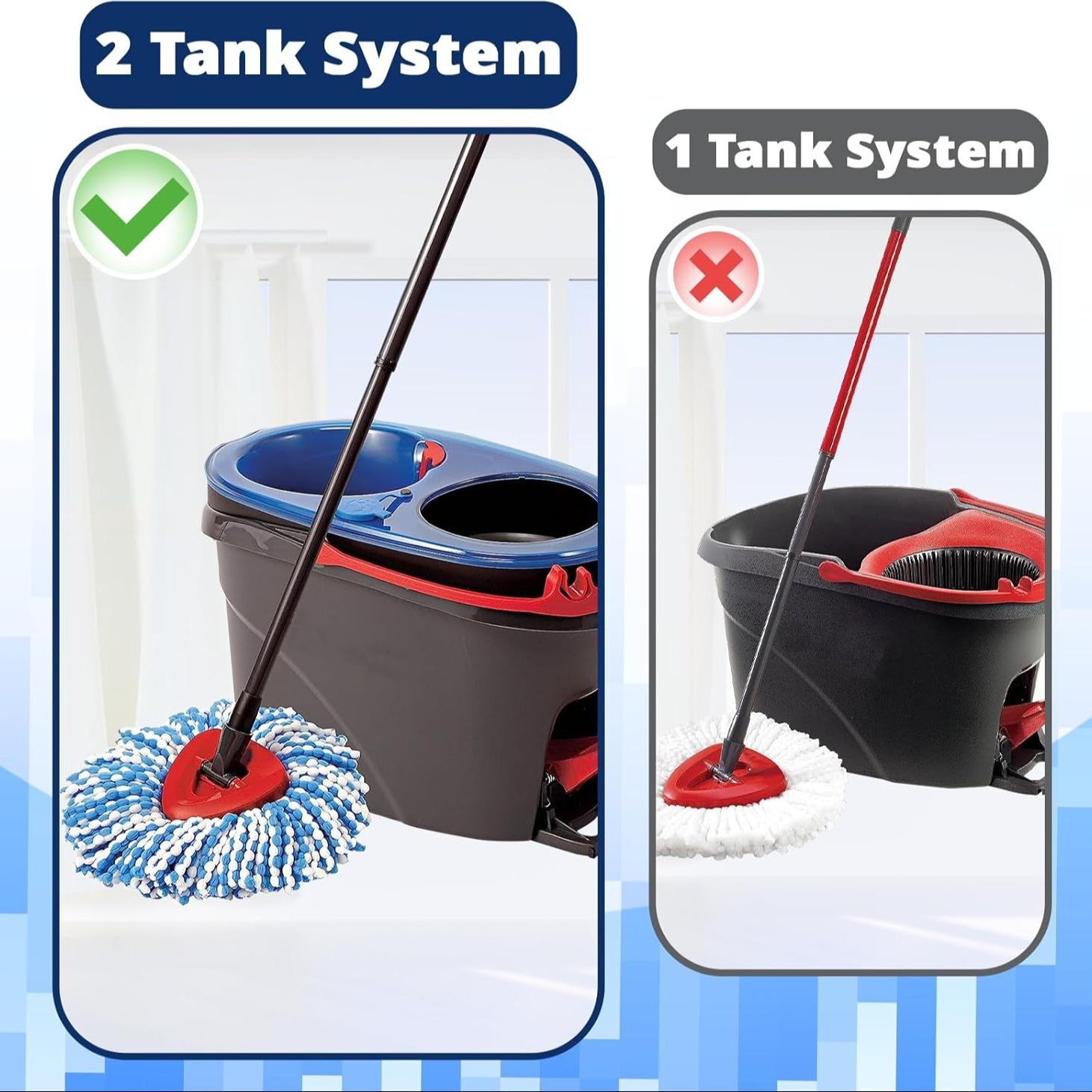 Spin Mop Head Replacement, 3-Pack Microfiber Refill Heads for Rinseclean 2-Tank System, Cleaning Accessories