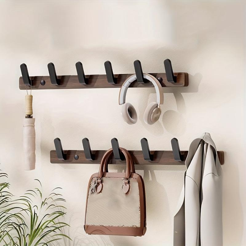 Walnut Hook Wall Hook, Wall Hanger with 4/5/6 Hooks, Hat Hook Wall Hook for Hanging Coats, Bags and Towels Black