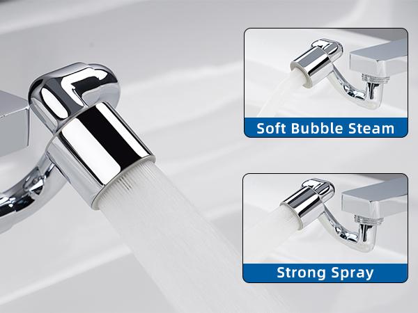 Hibbent 1440° Swivel Faucet Extender, Metal Rotatable Sink Faucet Aerator with Brass Extension, Dual Function 2 Modes Kitchen & Bathroom Sink Sprayer, Faucet Attachment for Gargle/Eye/Face Washing