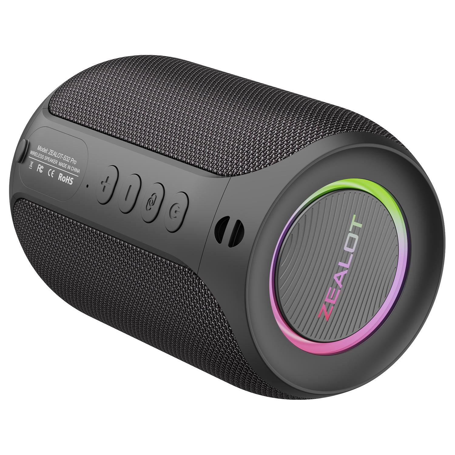 ZEALOT Portable Wireless Bluetooth-compatible Speaker, Multifunctional Wireless Speaker, 15W Stereo Sound Speaker, super bass with RGB Light Effect, Portable Waterproof Speakers for Home Outdoor Camping hiking cycling Halloween Gifts #GLOBAL PICKS