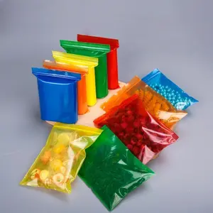 100pcs 5x7cm Colorful Self-Sealing Bags, Transparent Plastic Sealed Food Packaging, Storage Bags for Items, Durable & Reusable