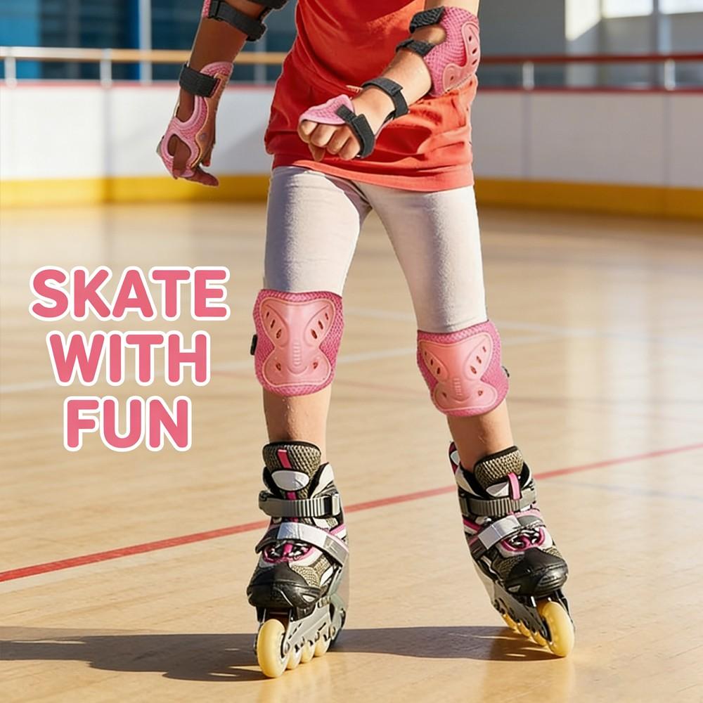 6PCS Youth Protective Gear Set Knee Elbow Wrist Pads, Safety Protector for Skateboard Bicycle Ice Skating Cycling Sport