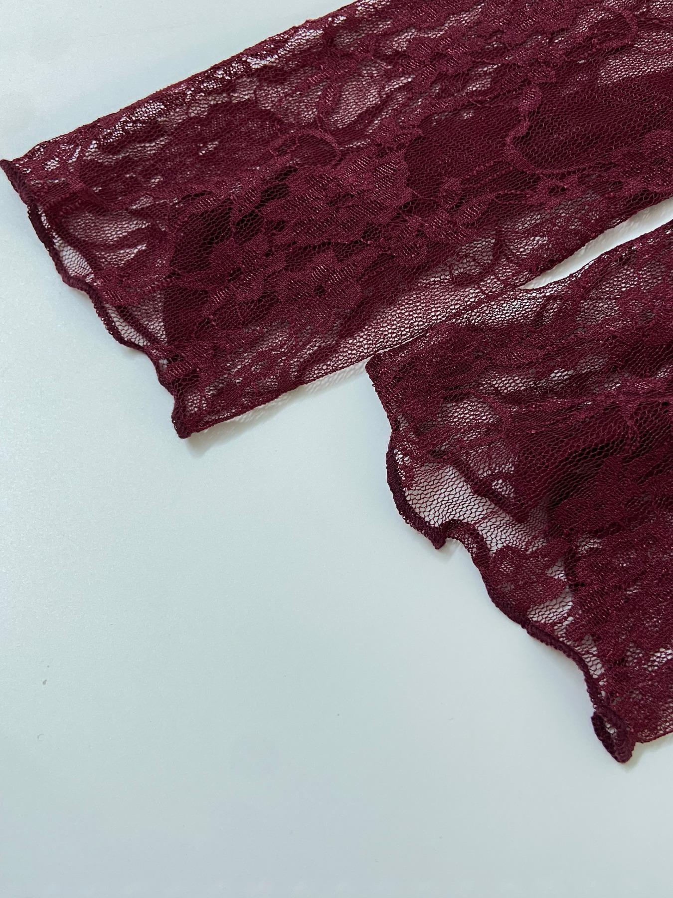 Elegant Lace Hollow Out Flare Sleeve Top, Vintage Slim-Fit Style that Shows an Elegant Look, Perfect for Any Occasion Blouse