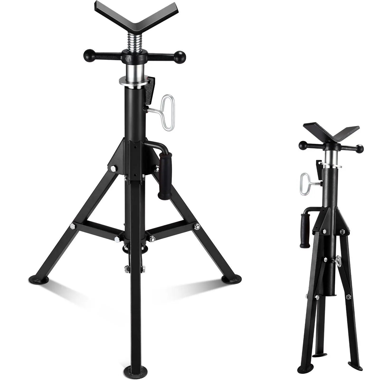 V Head Pipe Jack Stand, Heavy Duty Pipe Stand,Jack Stands With Portable Folding Legs Height Adjustable