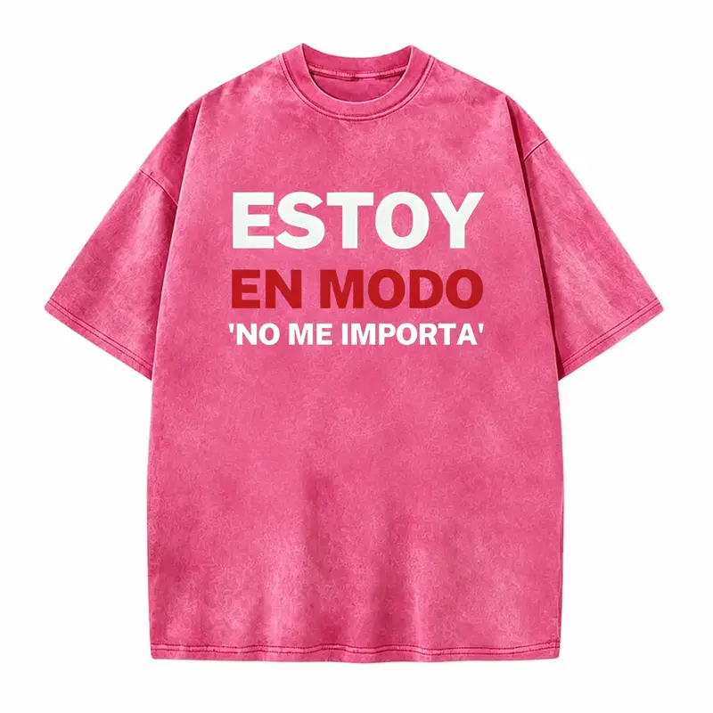1pc Women's Casual Short Sleeve T-Shirt - Bold Spanish "Estoy en Modo No Me Importa" Print, Black with White & Red Text, Round Neck, Machine Washable, All-Season Comfort, T-shirt Stylish, Everyday Clothing, Relaxed Fit Tee, Comfor