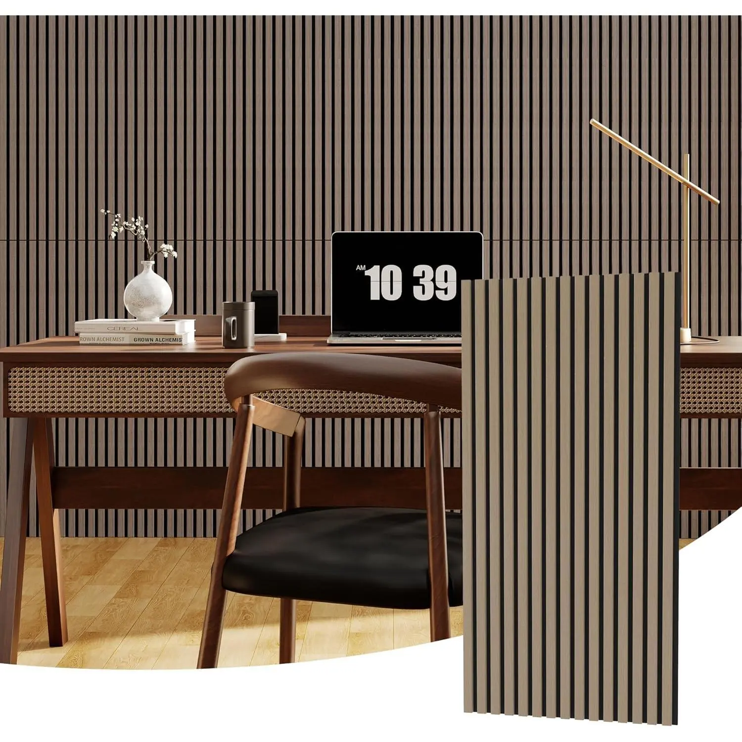 4-Pack 3D Fluted Wood Slat Acoustic Wall Panels 120 x 30cm