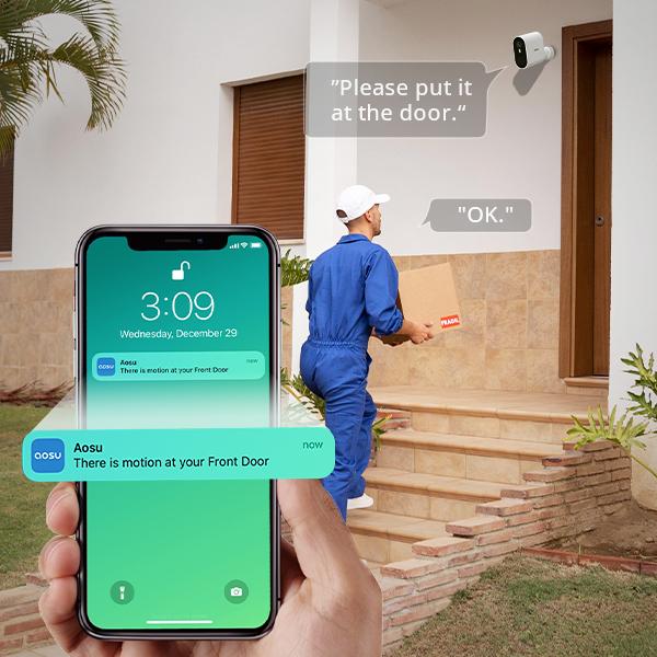 AOSU Solar Security Camera System Wireless Outdoor - No Subscription, 32GB Local Storage on Homebase, 2K, 166° Ultra-Wide View, Spotlight, Support 5G WiFi and Alexa & Google Assistant