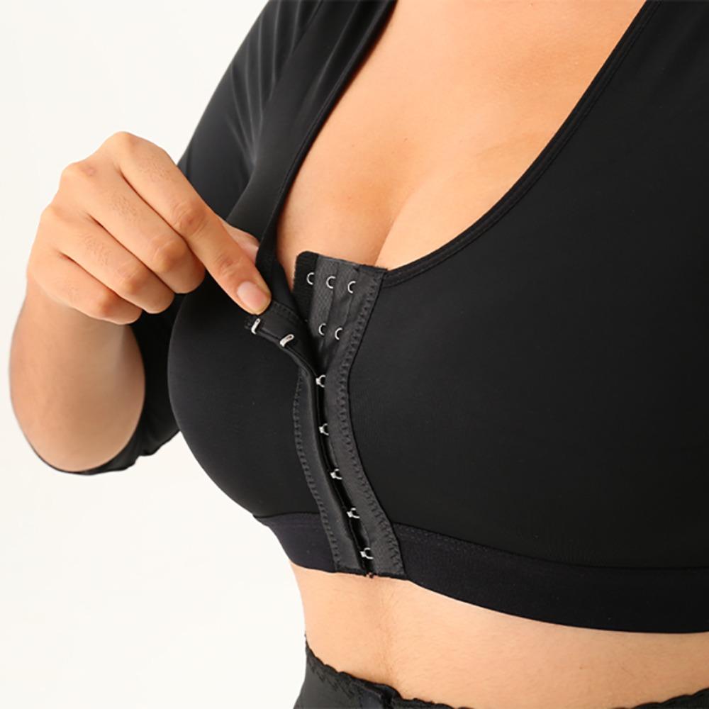 Women's Front Opening Shaping Bra Set Upper Arm Shaping Training Top Compression Sleeve Top Tummy Control Breast Arm Sculpting Body Shaper