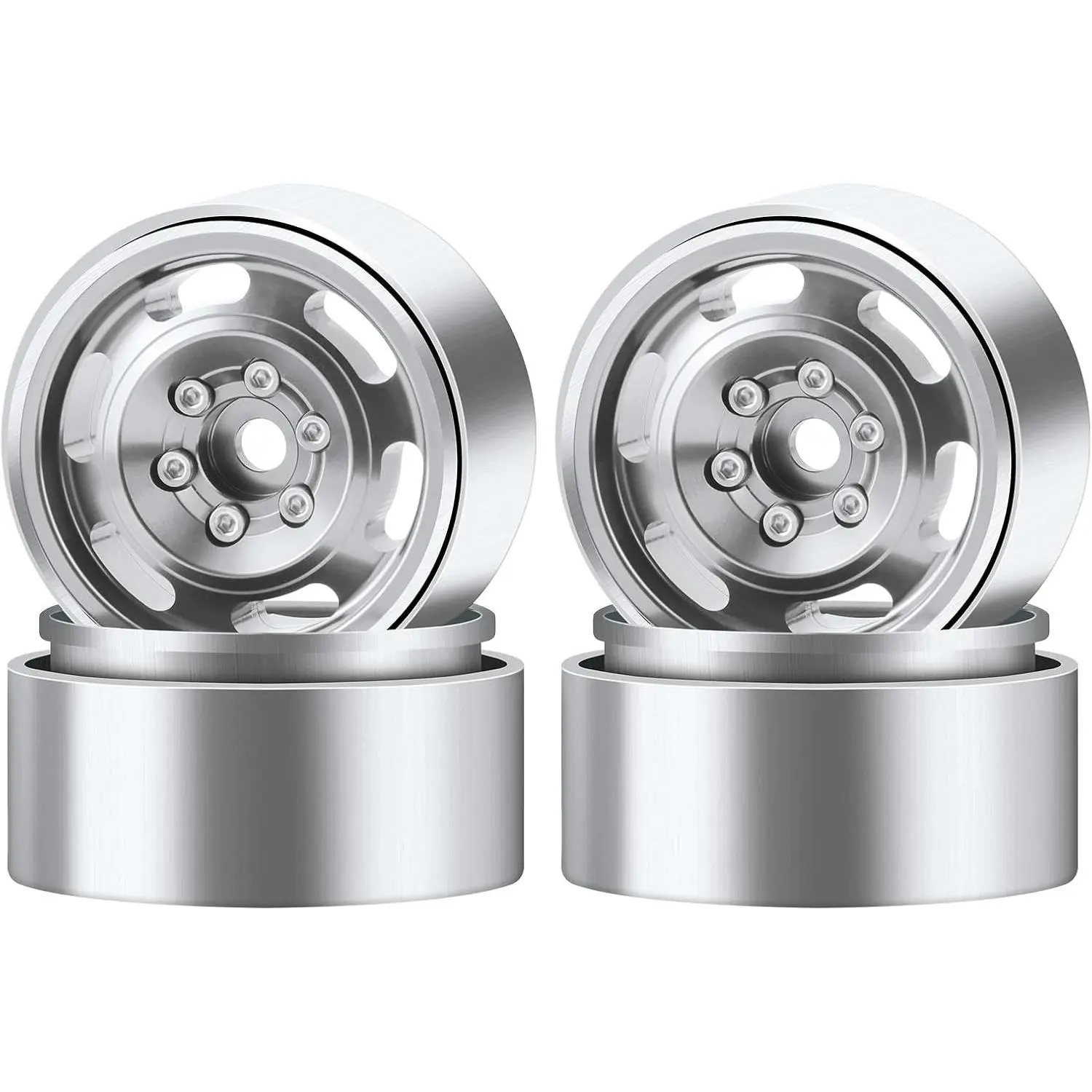 1.9 Beadlock Wheel Rim 177g Heavy Aluminum Alloy 4PC Plated Silver Beadlock Wheels Upgrade Parts for 1/10 RC Crawler SCX10 TRX4 TRX6 VS4-10 GEN7 GEN8