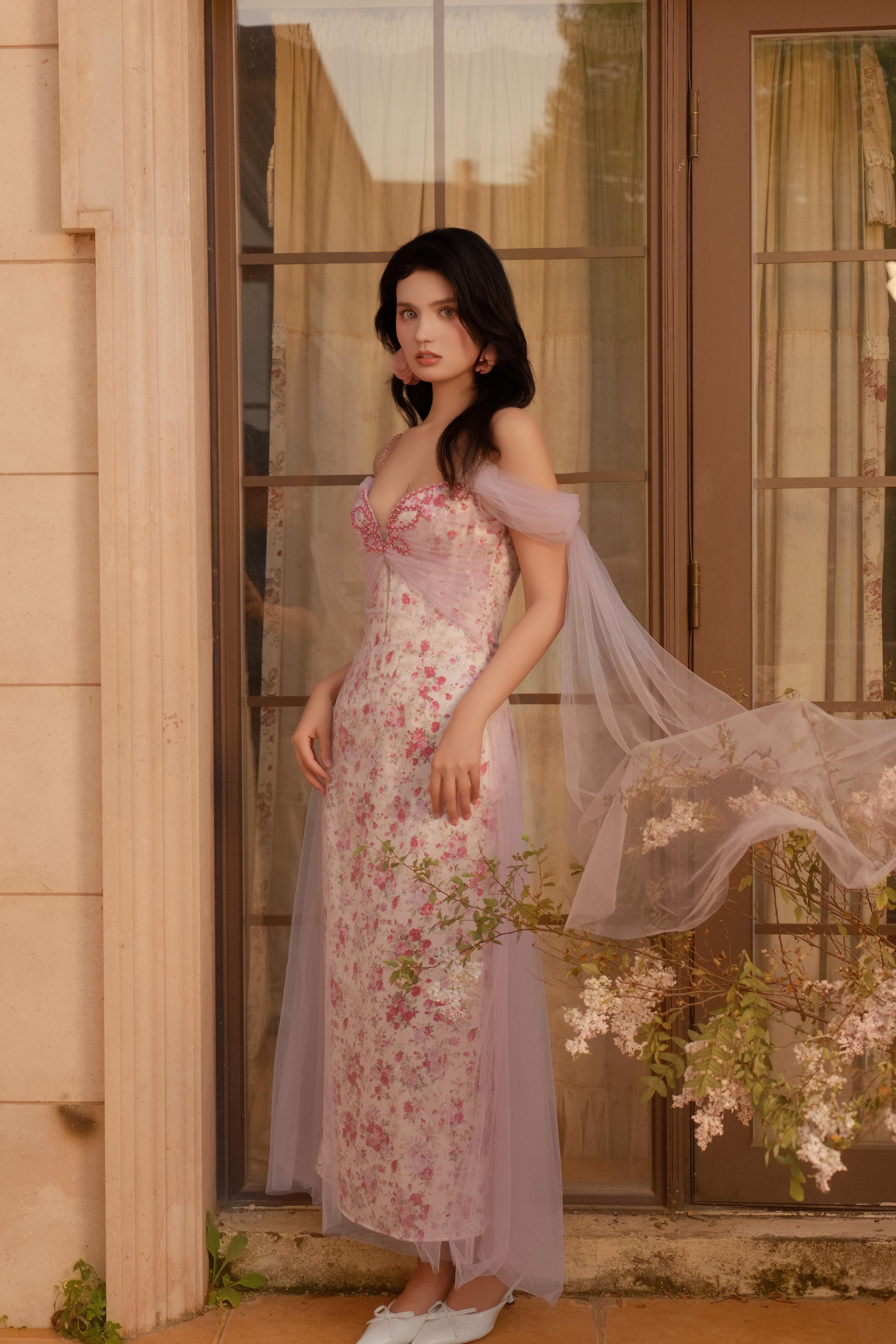 Solar Floral Corset Dress-LuminaVenus Dresses Elegant Pink Formal Fishtail  Embroidered Halter Neck Zipper Back Dress for Bridesmaids Wedding Party  Birthday Bohemian Elegance Sleeveless - TikTok Shop