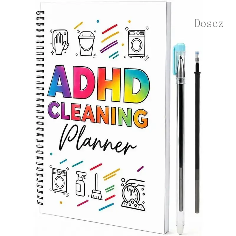 2026 Spiral-Bound Cleaning Planning Erasable Appointment Book & Planner for Adult Women, Office Stationery Organizer with Daily Tasks, Checklist, Erasable Pens, Clean Layout, Dry-Erase Function, Editable Files, Multiple Pages, Erasable Appointment Books &