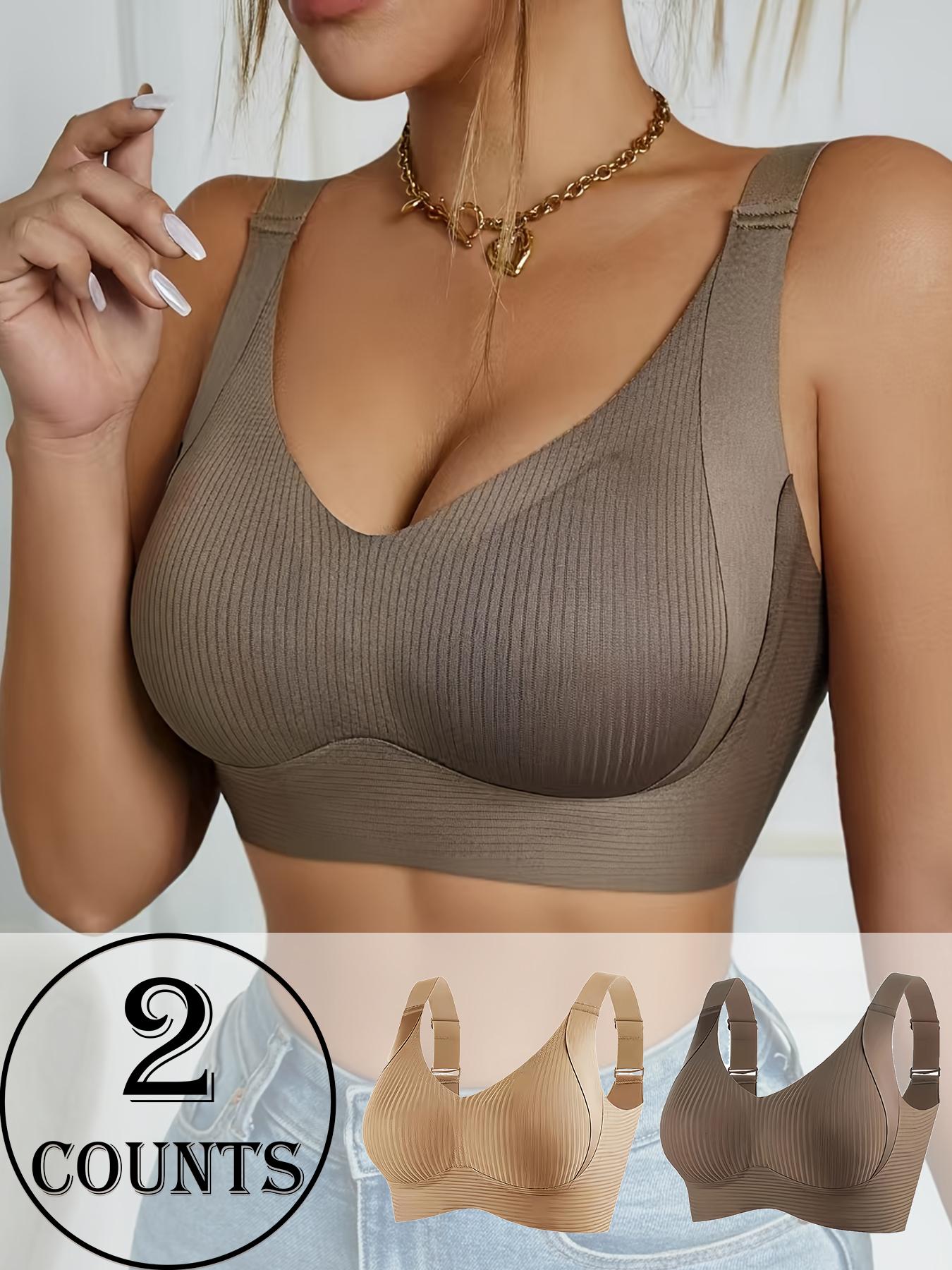 Women's Wireless Bra Set, Seamless Medium Support, Adjustable Straps, Comfortable Breathable Fabric, Casual Style, All Seasons Wear