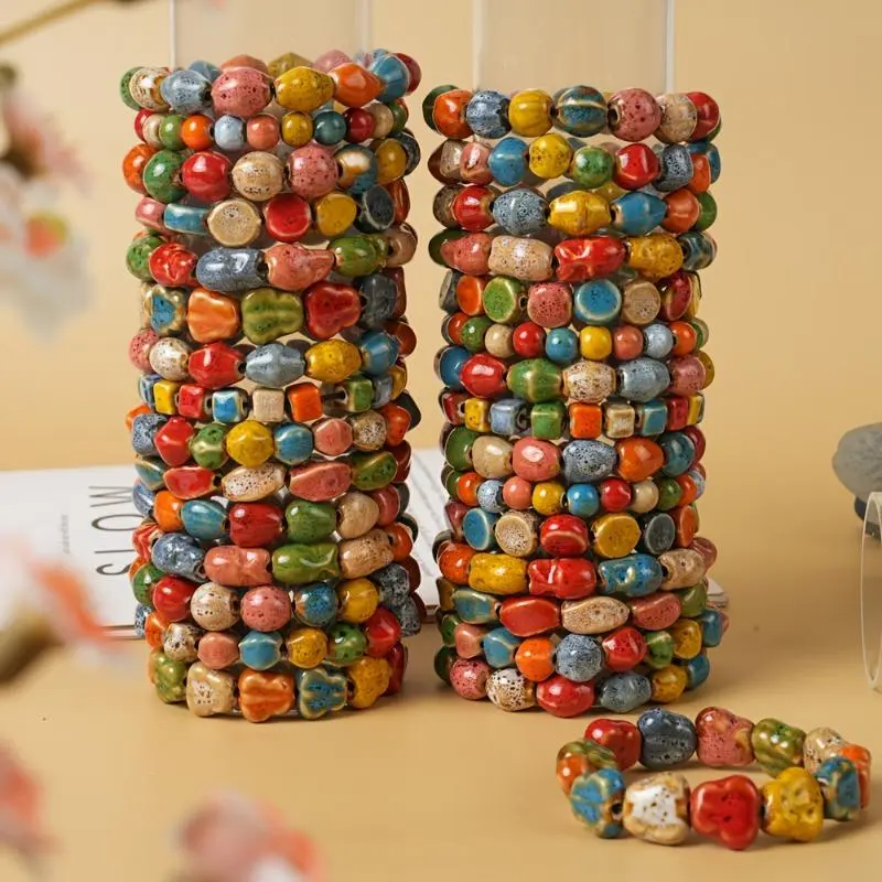 Fashion Handmade Ceramic Bangles Set of 10 - Mixed Colors, Random Shapes, Stacked Bracelets, Unisex Casual Jewelry Bracelet for Daily Wear & Couple Outfits, Gift Set Accessories,sohochic