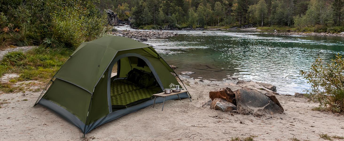 Night Cat Upgraded Backpacking Tent, Spacious for 1-2P, Dual-Pole Design for 20% More Headroom & Easy Clip Setup, PU3000mm Waterproof for Hiking, Camping, Fishing, Motocamping & Outdoor Adventures