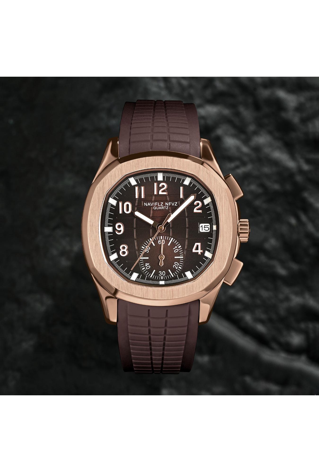 NAVIFLZ NFVZ Men's Quartz Watches for Men Chronograph Display Waterproof 40mm Steel Sports Watches Luminous Rubber Strap Business Luxury Men's Watch