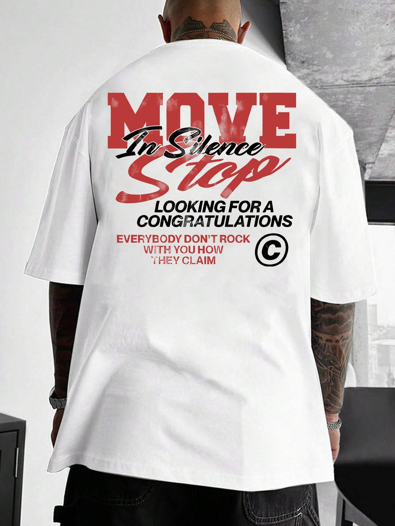 Unisex's Loose Letter Print Round Neck Drop Shoulder Tee, Street Casual Short Sleeve Streetwear Stylish T-shirt for Summer, Unisex's Tops for Daily Wear