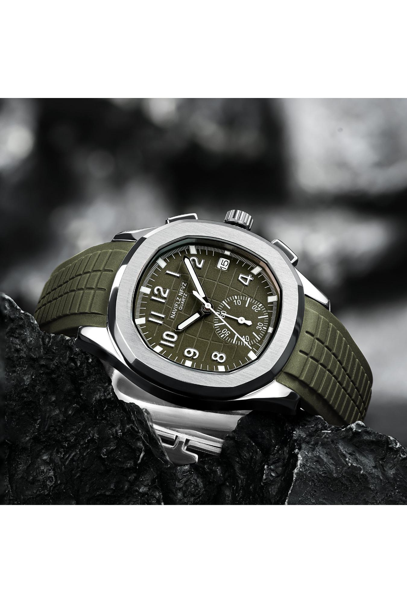 2025 NAVIFLZ NFVZ Luxury Sports Quartz Watch Japan VD53 Chronograph Stainless Steel Watch Rubber Strap Reloj Hombre Waterproof