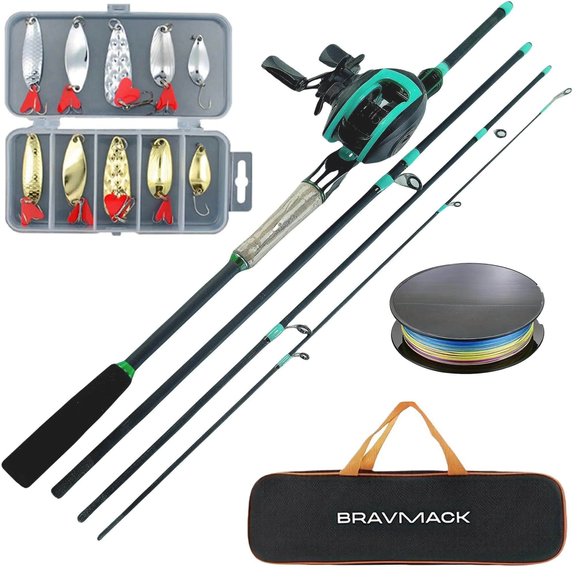 1.8m Lure Rod and Water Dropper Reel Set, Includes Metal Flash Bait, Pe Line, Portable Bag, Ideal for Travel and Outdoor Fishing