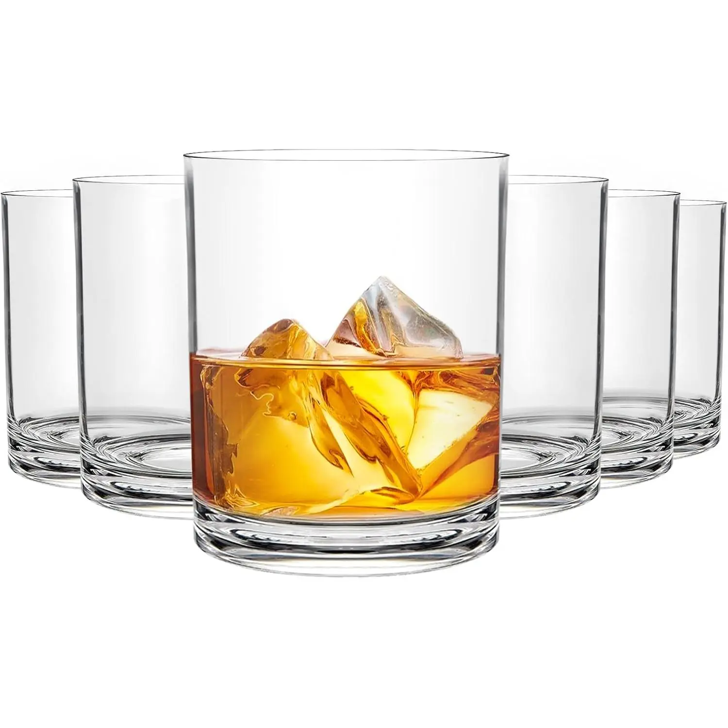 12 Oz Plastic  Glasses Set of 6 – Unbreakable Old Fashioned  Cups, Clear  Plastic Drinking Glasses, Outdoor Glassware, Dishwasher Safe &